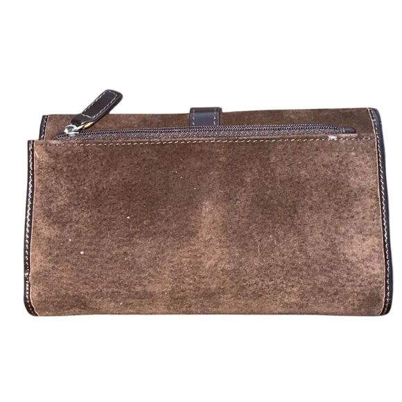 Wilson Unisex Brown Suede Leather Wallet - Picture 4 of 5